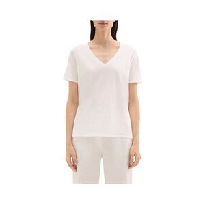 Theory Relaxed Fit White V-Neck Cotton Top Sz S NWT